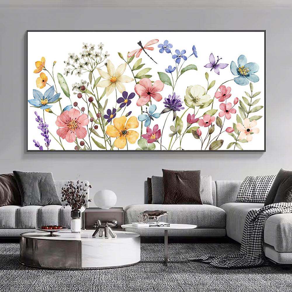 Coloful Watercolor Wildflower Art Flowers Posters Leaves Botanical Canvas Prints Painting Wall Art Picture Living Room Bedroom Office Decor