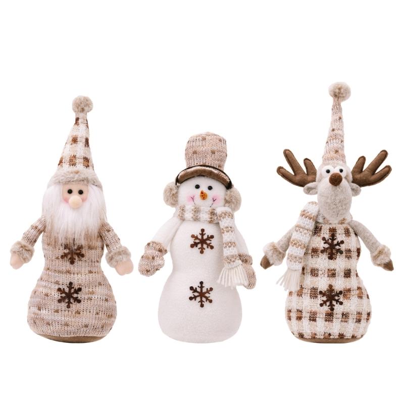 

Double Tiered Figurines for Christmas Santa/Snowman/Deer Plushie Toy Decorative Ornament Festival Home Decoration 1