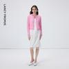 Lanzhi Women's Elegant Round Neck Lace Trim Knit Cardigan