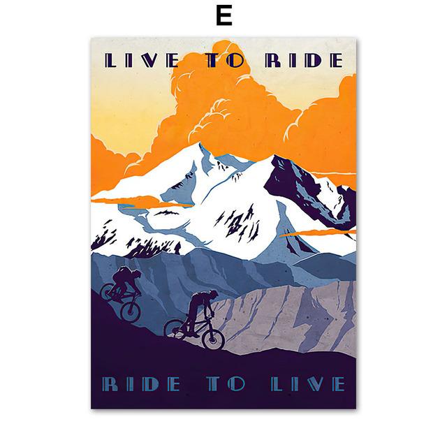 Vintage Posters and Prints Sports Bike Cycling Wall Art Canvas Painting Nordic Wall Pictures for Boy Bedroom Living Room Decor No Frame