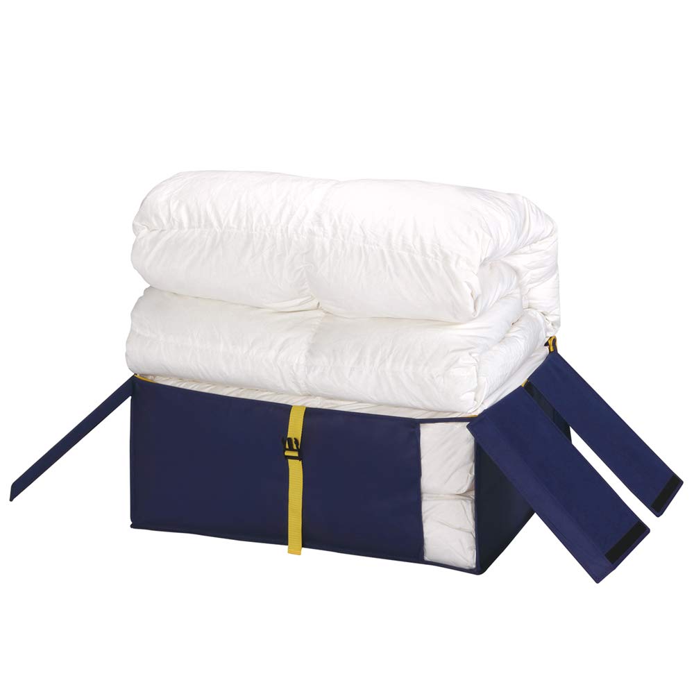 Towa Sangyo Futon Aufbewahrung, Marineblau, Mittel, Kompakt und einfache Aufbewahrung, Alpha Daunendecke, 2er-Set