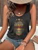 Printed Summer Women's Loose and Personalized Dream Catcher Mesh Printed Vest Top T-shirt Comfortable Sleeveless