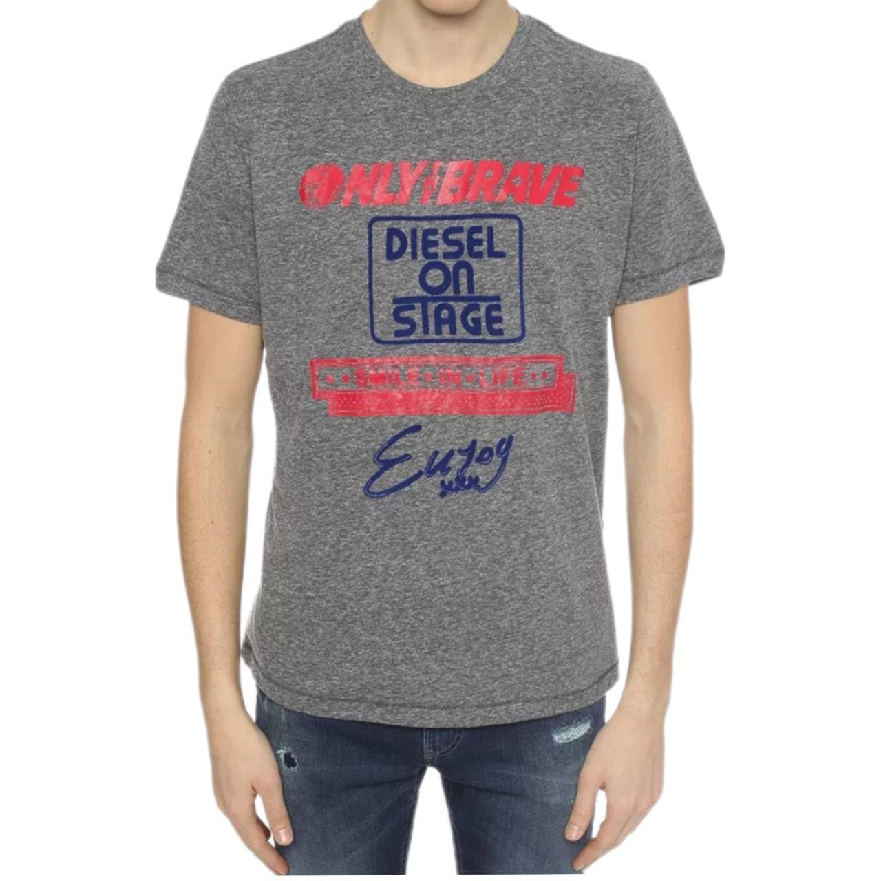 

DIESEL Men s Logo Crew Neck Short Sleeve T-Shirt, Size 00S9R2-OTAPF-900 (S) [Parallel Import]