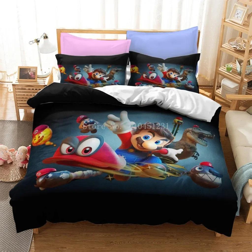 Super Mario Duvet Cover Set Comfortable and Warm Bedding Set for Decorating Your Bedroom and Enhancing Home Life for Teens Gifts