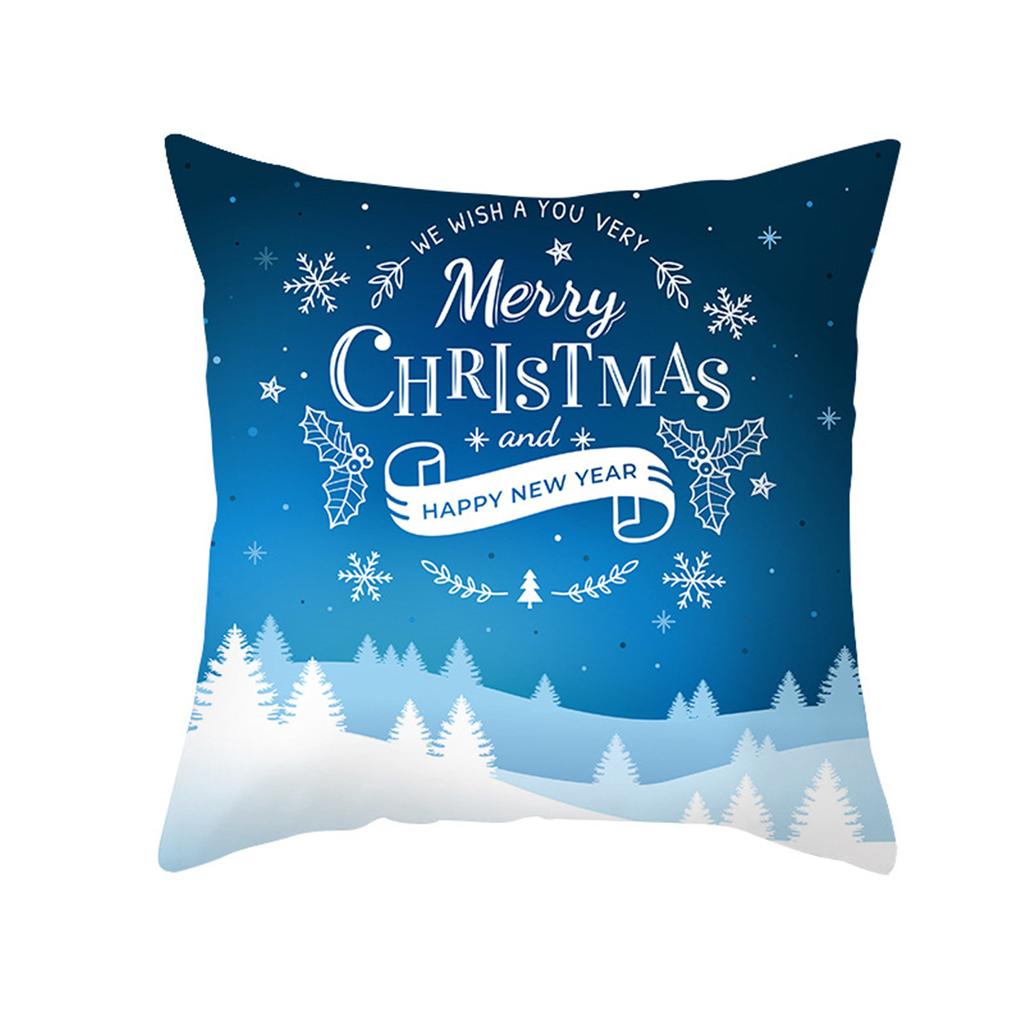 Merry Christmas Cushion Cover Home Pillowcase Santa Claus Christmas Tree Snowman Polyester Pillowcase