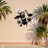 1PC 2D Flat Floral Cow Metal Wall Art Black Silhouette Plaque Farmhouse Decor for Living Room Bedroom Kitchen