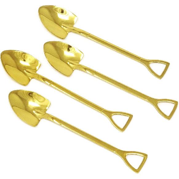 Honbay 4PCS Stainless Steel Gold Shovel Shape Coffee Ice Cream Dessert Spoons for Home and Party (gold) (black) золотой