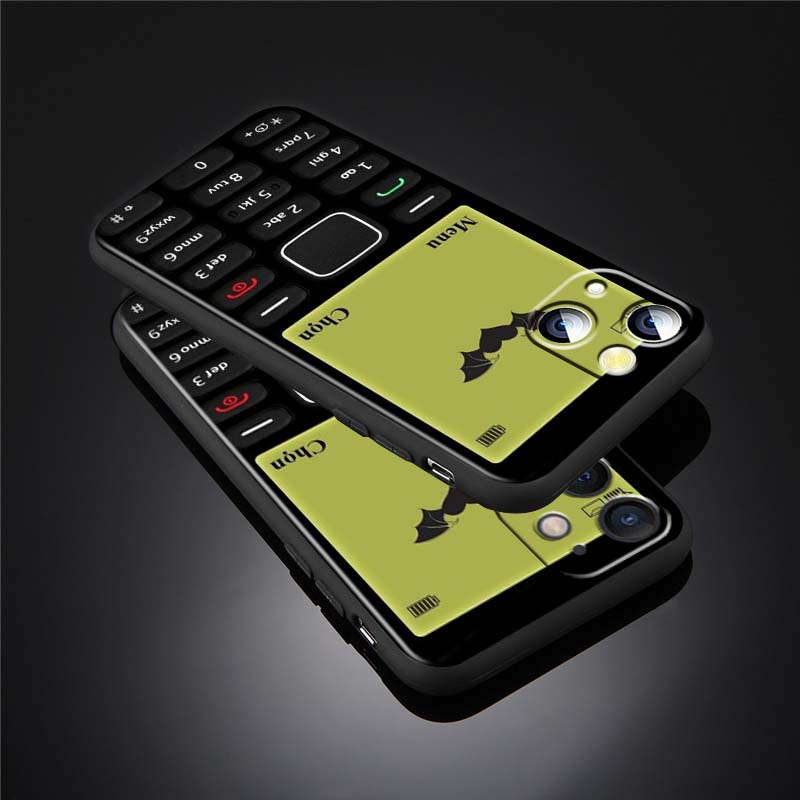 Luxury Vintage Phone Pattern Phone Case For Apple iPhone 17 16 16E 15 14 13 12 11 Pro Max Plus Black Soft Silicone