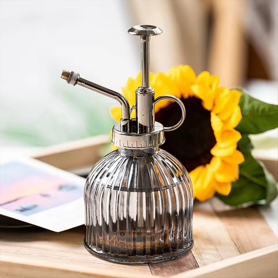Retro Vertical Stripe Glass Watering Can Colorful Water Pot Gardening Succulent Potted Plant Watering Sprayers Home Decoration