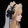 Gothic Ruffled Lace Bowknot Headdress Cosplay Hair Accessories for Maid Girls Sweet Headband Sweet Party Accessories