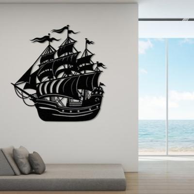 Pirate Ship Metal Wall Art Nautical Man Cave Decor Steel Sculpture Home Gift