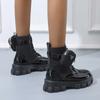 Dámská módní obuv Černá Punk Kotníková Platforma Motorkářské Martensky Šněrovací Mohutný Podpatek Spona Kapsa PU Kůže Boty