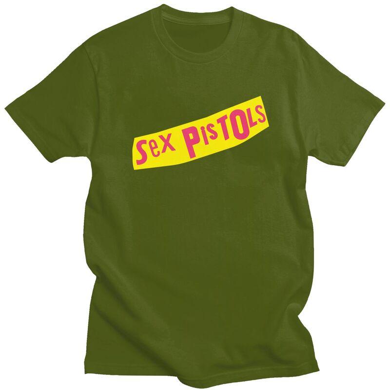 Custom Heavy Metal Sex Pistols T Shirt for Men Pure Cotton Tshirt Casual Tee Short Sleeves Rock Band Tshirts Loose Fit Clothing