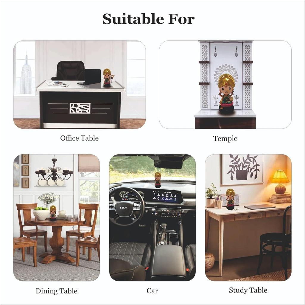 Laxmiji (Green) and Shree Ganesh (Red) Bobblehead Idol | Decoration Items for Home Decor, Car Dashboard, and Office Table | God Statue for Festival