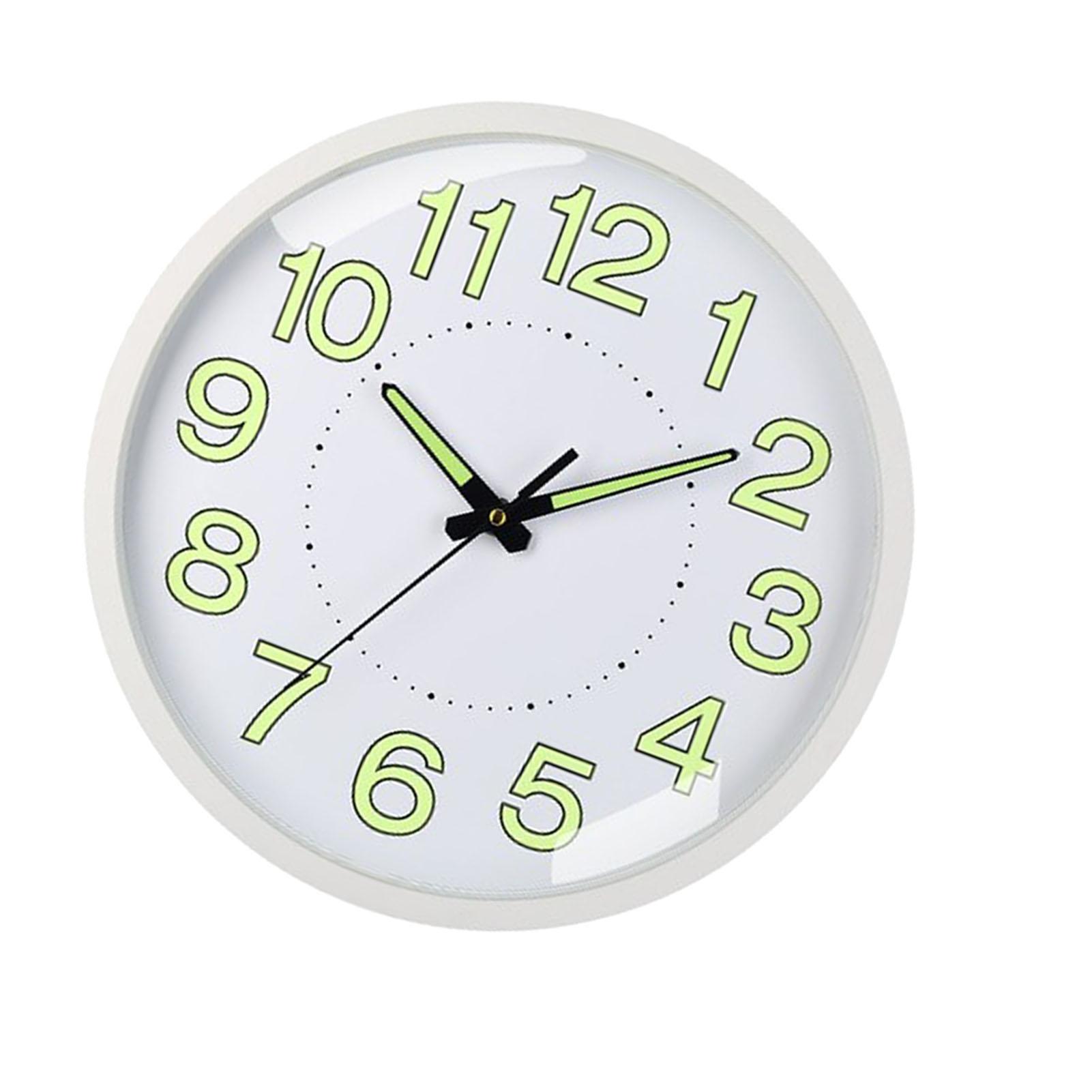 Silent Quartz Clock Plastic Wall Mounted Luminous Quiet for Living Room Bedroom 12in 30cm