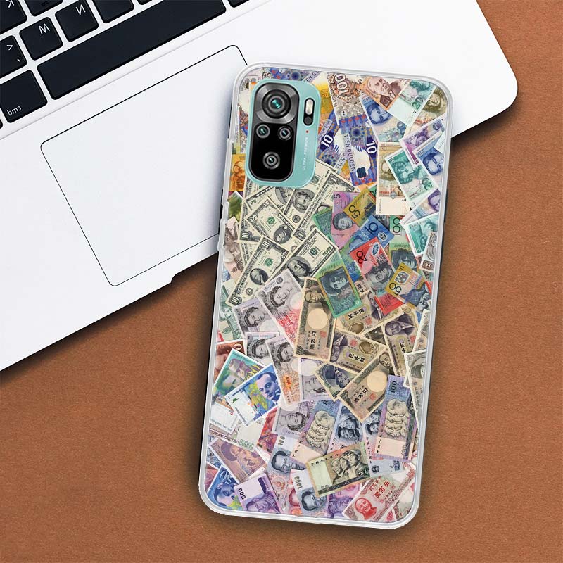 Banknote Dollar Cash Money Phone Case For Xiaomi Redmi Note 14 13 12 12S 11 Pro Plus 11S 10 10S 11T 11E Soft Transparent Shell C
