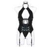 Women Faux Leather Strap Sexy  Plus Size Lingerie Sleepwear Underwear Nightgown 