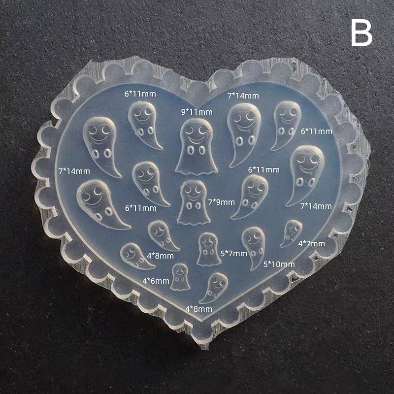 

3D Ghost Bat Shaped Mold Stamping Stencils Uv Gel Polish Art Mould Silicone Carving Mold Diy Design Nail Charm Decorations