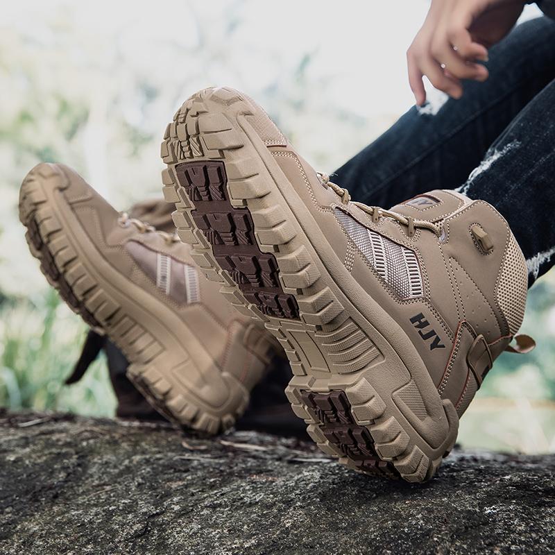 Casual Sneakers Men Lace-up High-top Comfortable Wear-resistant Breathable Hiking Shoes Men Shock-absorbing Outdoor Sports Shoes