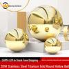 201 Stainless Steel Gold-Tone Mirror-Finish Hollow Round Decorative Ball for Landscapes & Christmas