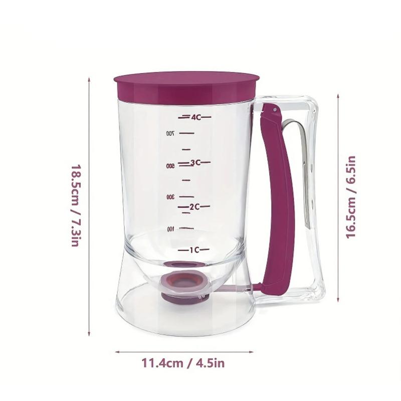 

1 шт. 900 мл ручной дозатор для теста для блинов и кексов мерная воронка диспенсер для теста для кексов вафель смесей для маффинов фиолетовый