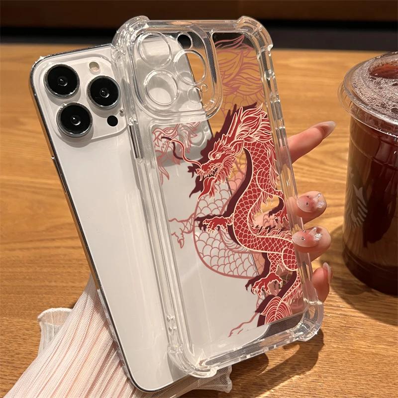 New Cool Dragon Clear Anti-drop Phone Case For iPhone 16 Pro Max 15 14 13 12 11 X XR XS 7 8 16 Plus SE Shockproof Silicone Cover