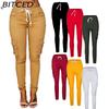 Pantaloni e capris con stampa tinta unita casual alla moda da donna