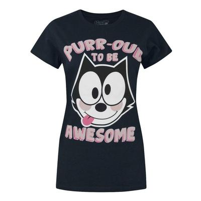 Goodie Two Sleeves Womens/Ladies Purr-oud To Be Awesome Felix The Cat T-Shirt