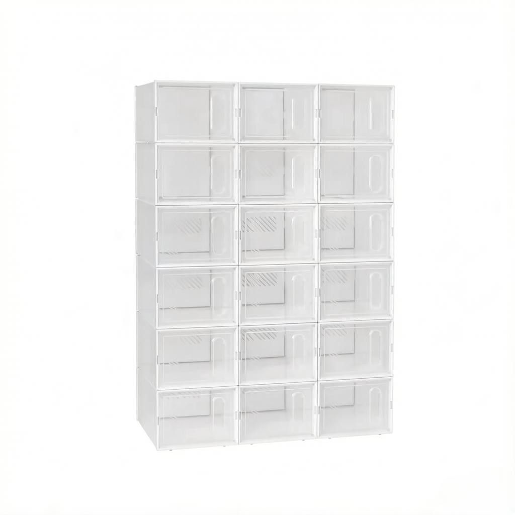 Stylish Shoe Storage Box, Stackable Wardrobe, Storage Box, Modular Shoe Rack, Bookshelf, Toy Organizer, Bathroom Cabinet (only with 18pcs Storage Box)