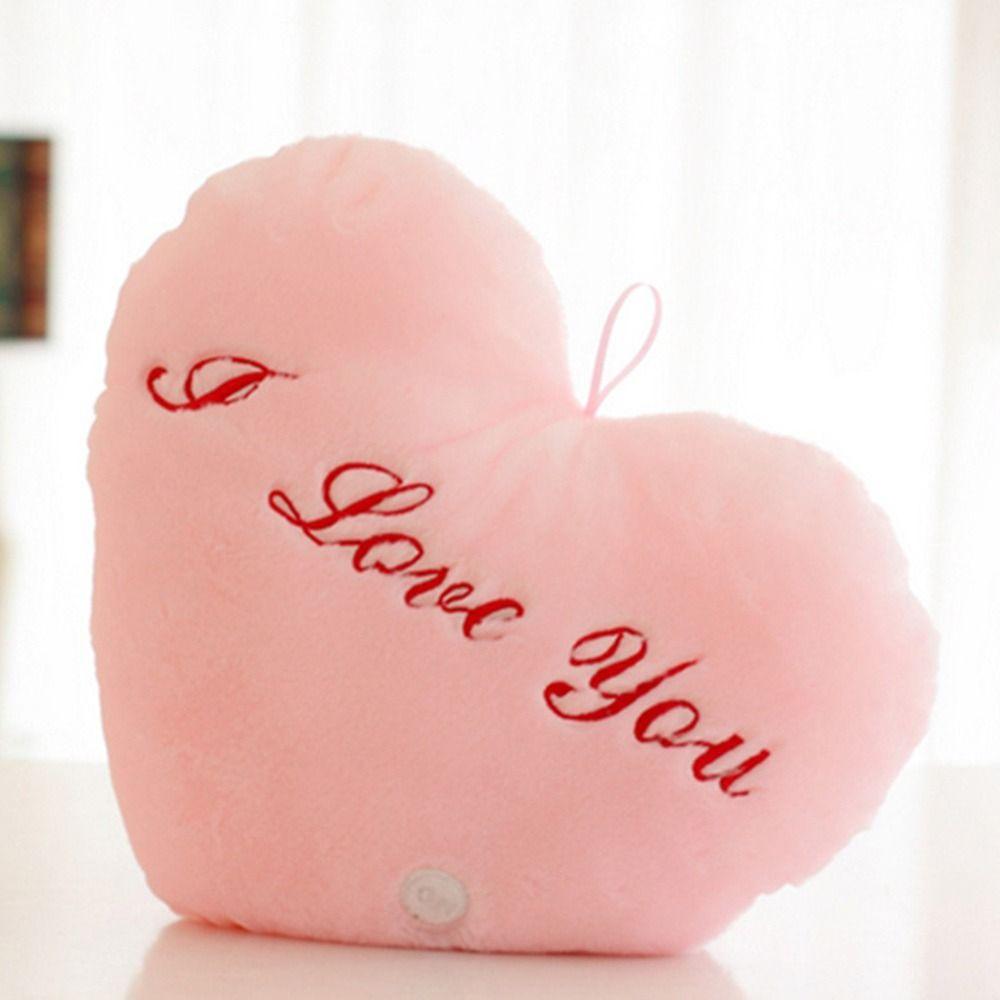 I LOVE U Heart Plush Pillow PP Cotton Stuffed Back Cushion Led Light Heart Pillow  Home Decorative