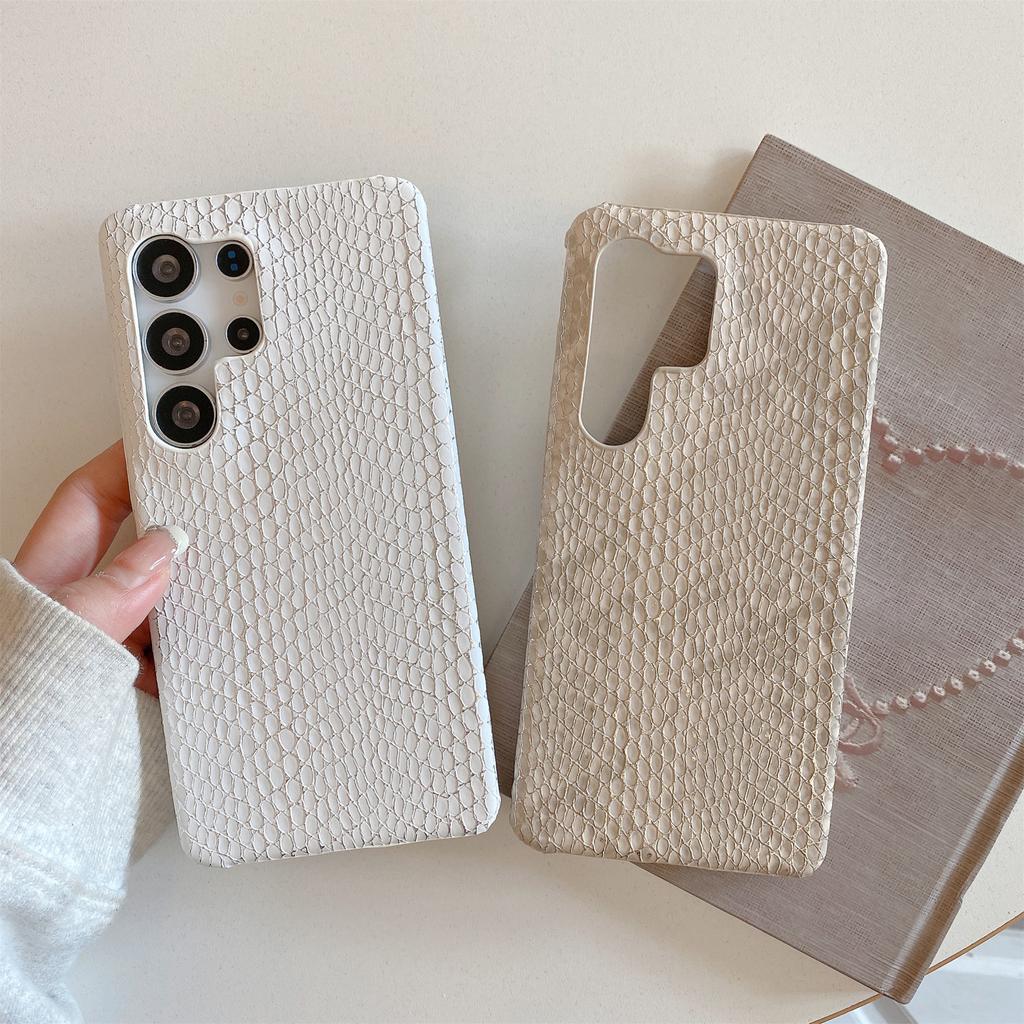 For Samsung Galaxy S24 Ultra Case Gold Thread Lacquered Snake Texture PU+PC Phone Back Cover