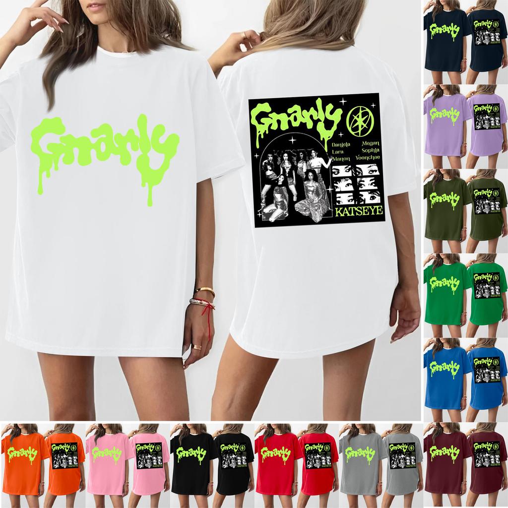 Women's Casual Fashion Round Neck Printed Short Sleeve T-Shirt Top