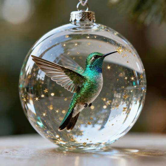 1/4/7Pcs Faux Crystal Glass Bird Ornament Vintage Blown Glass Ball Hanging Red Bird Pendant Tree Fireplace Table Decoration