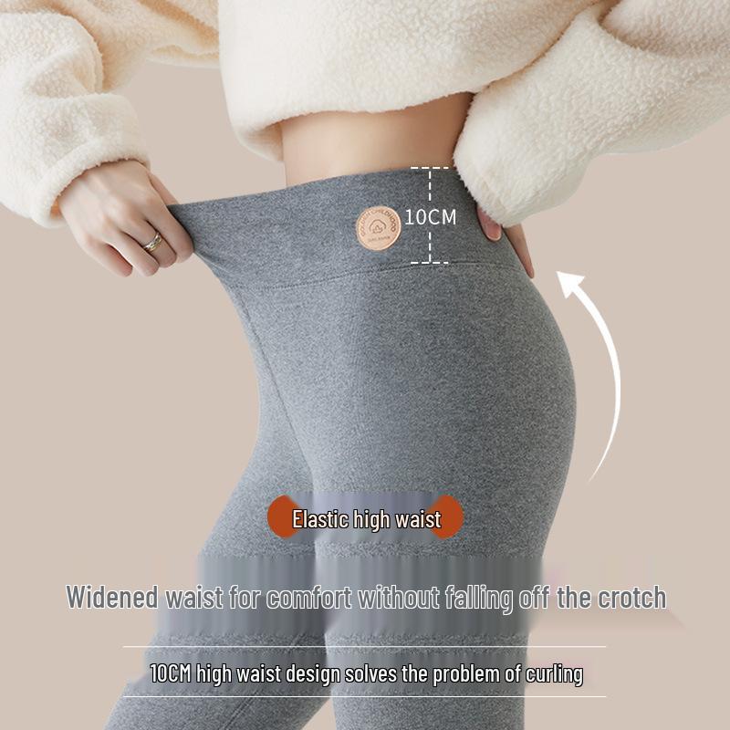 Women's Extra Thick Fleece-Lined Lambswool Pants – High Waist, Elastic, Warm Winter Layer
