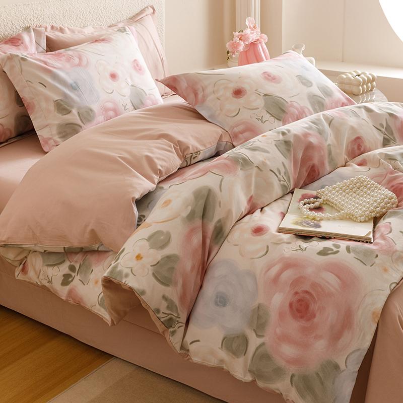 Sleep Grid Thickened Cotton Brushed Digital Printing Series Four Piece Set