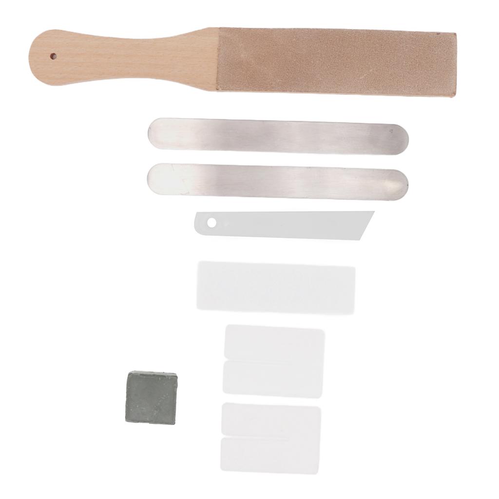 Leather Stropping Kit Complete Tools Double Sided Leather Paddle Honing Strop Set for   Leather Crafting Honing