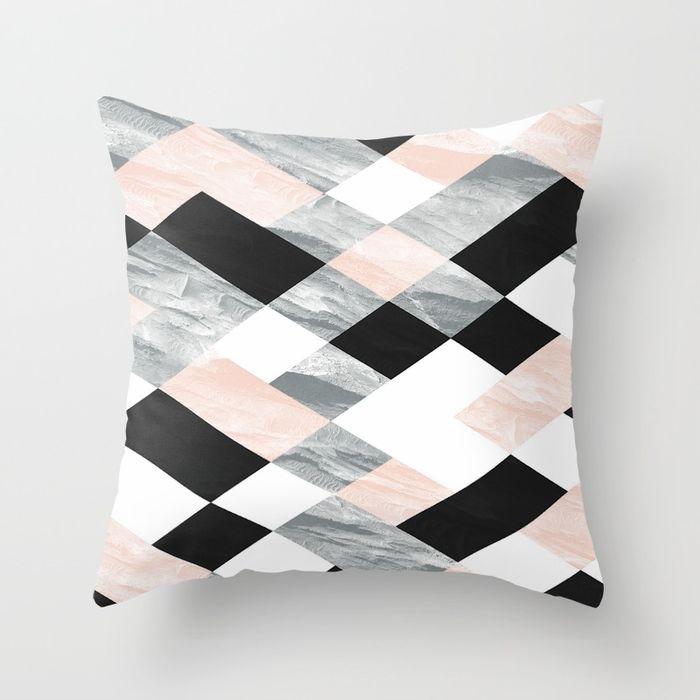 Nordic Style Black White Geometric Pillow Office Sofa Living Room Bed Headrest Car Sleeping Pillowcase Customizable Pp Cotton