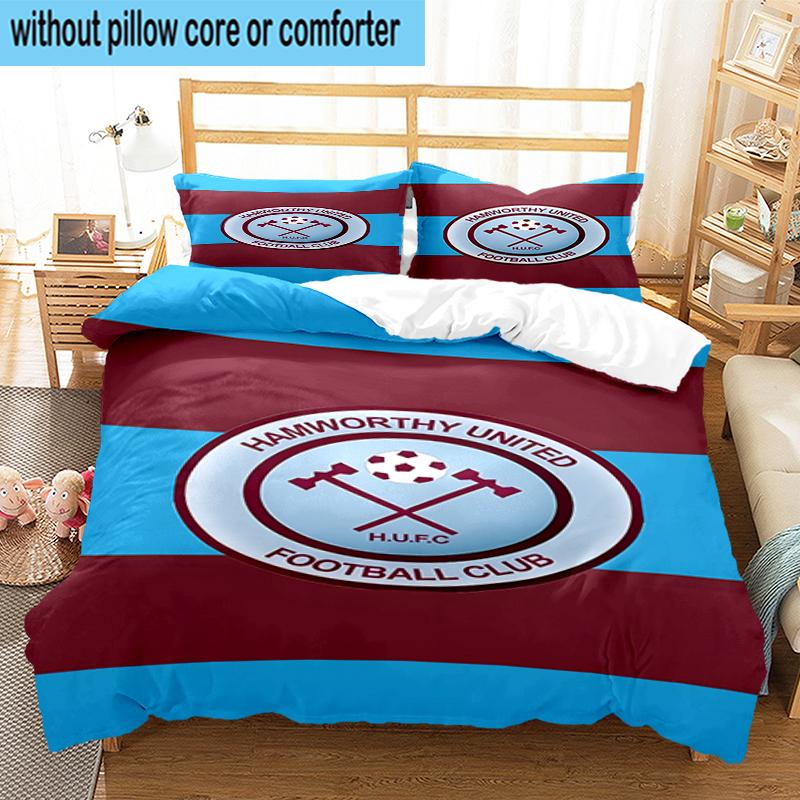 3PCS Football Club Ham-worthy Homes Bedding Set,Including 1pc Duvet Cover And 2pcs Pillowcases Perfect for Bedroom, Dormitory, Fan Christmas Gift