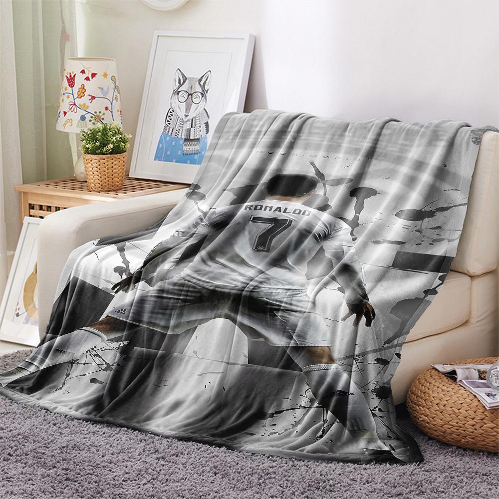1PC Ronaldo Print Flannel Blanket, High Quality All Seasons, Home Decor, Warmth and Comfort, Perfect for Christmas Gifts