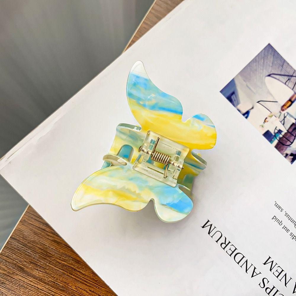 Colorful Retro Hair Crab Clip Acrylic Sweet Shark Clip Elegant Butterfly Hair Claw Daily