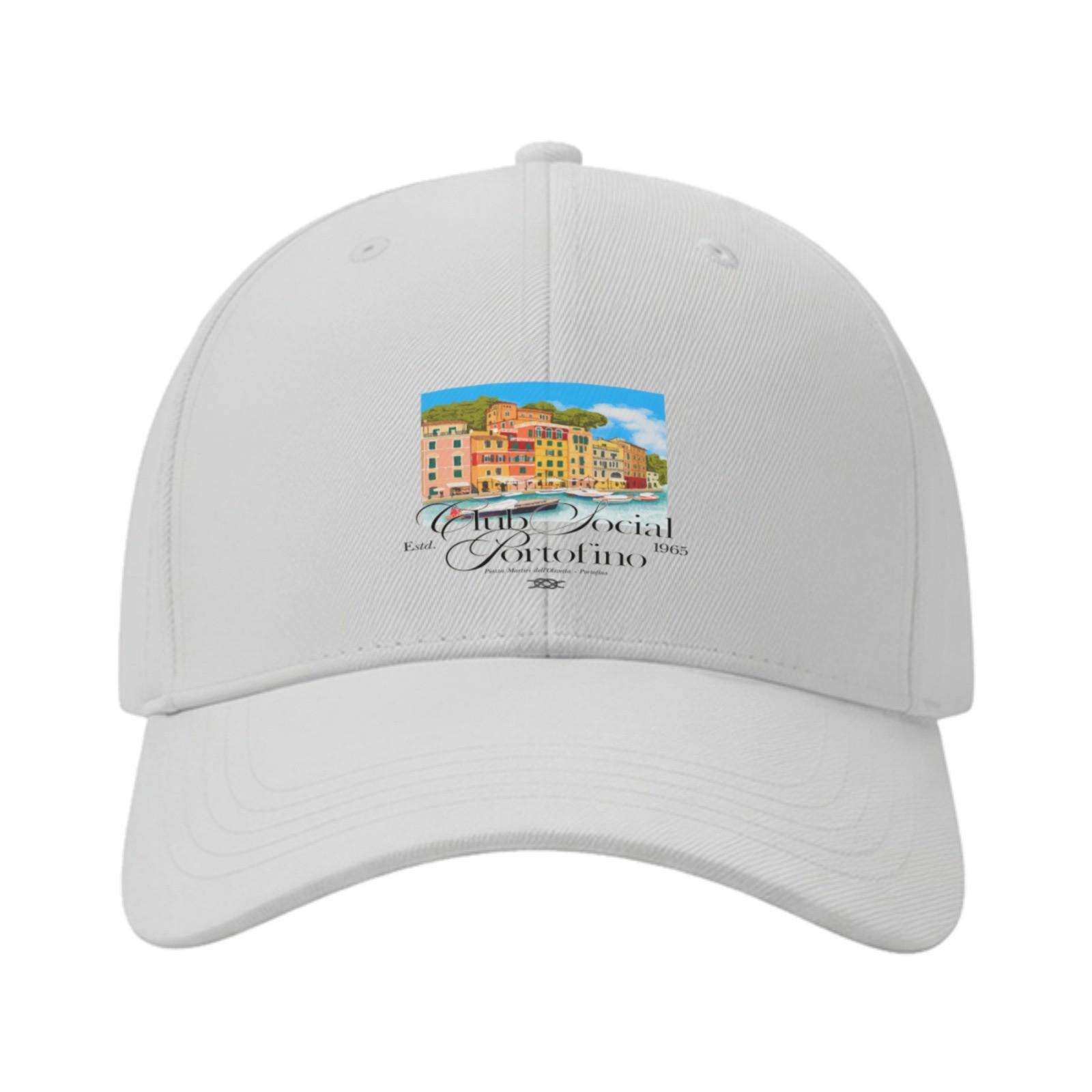 Portofino Italy Seascape Club Social  Baseball Cap Casual Cotton Adjustable Adult Hat XS（old）