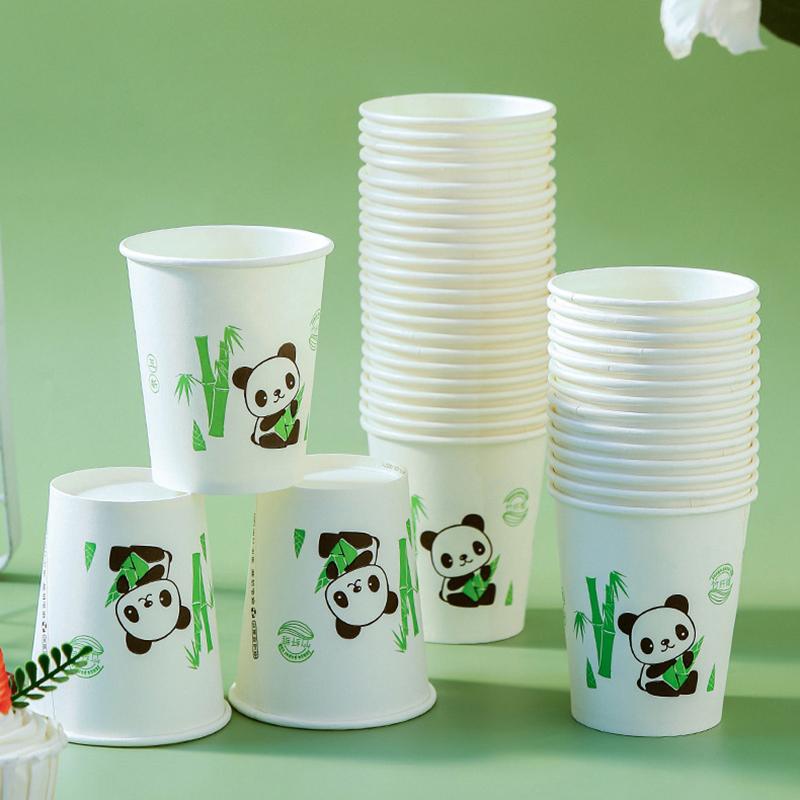 50Pcs Disposable Coffee Cups Thickened Bamboo Fiber Cup Household Water Cup Juice Milk Bubble Tea Cup