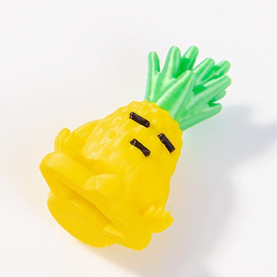 Mini Resin Fruit Figurine Fake Banana Pineapple Cucumber Pear Cone Fruit Model with Cute Grievance Expression for Micro Fairy Garden Accessory