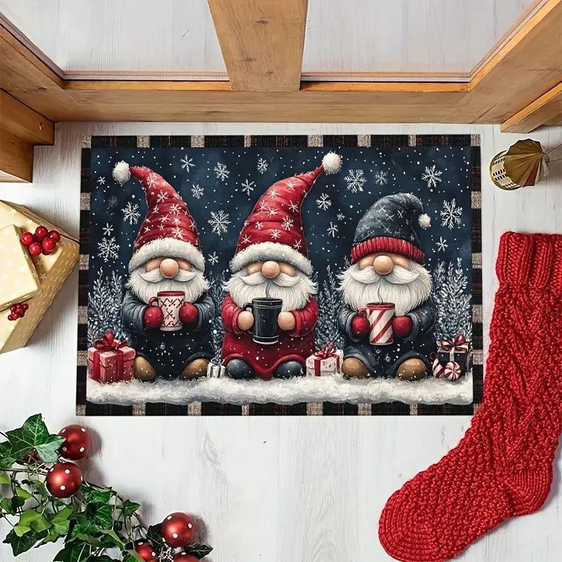 VIKAMA New 2025 Christmas Decorative Doormat American Vintage Entryway Rug Non-Slip Kitchen Porch Mat Home Decor