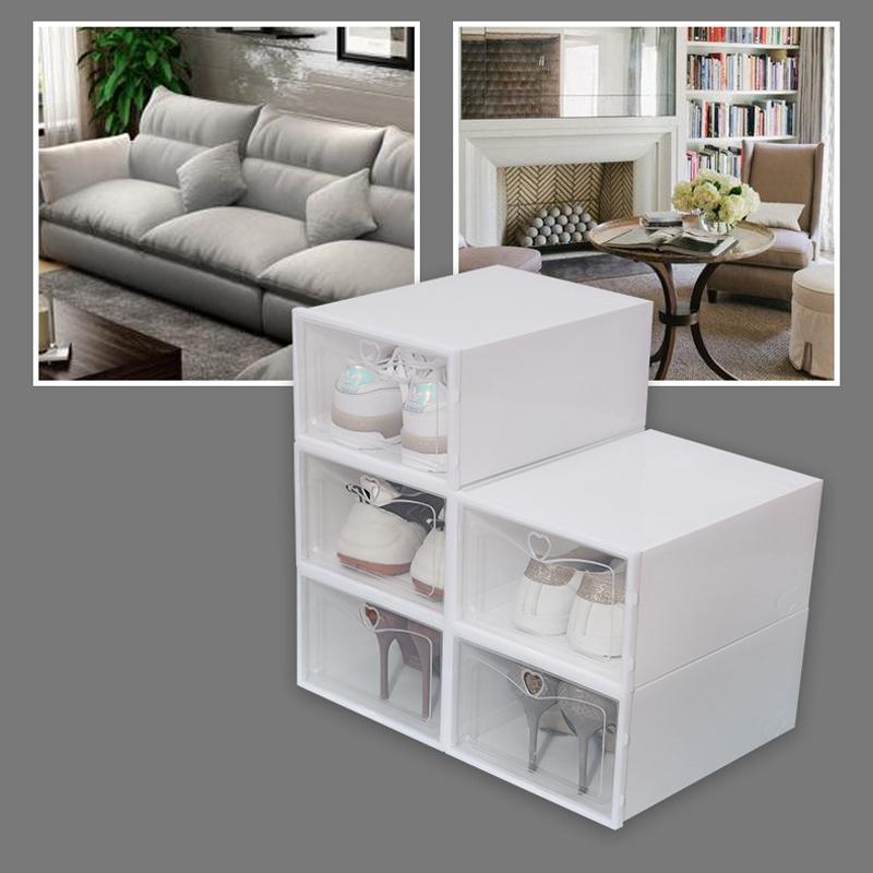 6/12 White Shoe Boxes and Shoe Cabinets, Foldable Dustproof Storage Boxes, Stackable Flip Boxes, Shoe Box Storage Supplies