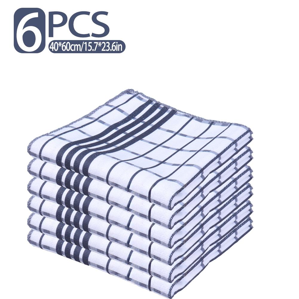 Checkered Kitchen Absorbent Cleaning Cloths, 6/12 Set, Household Dishcloths and Tablecloths, Easy-to-clean Household Cloths.