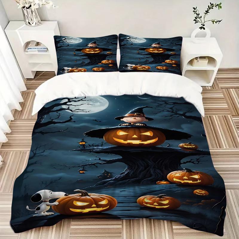 3Pcs Halloween Night Adventure Bedding Set Quilt Cover Pillowcase Home Christmas Halloween Gift 1 Duvet Cover 2 Pillowcase S1515