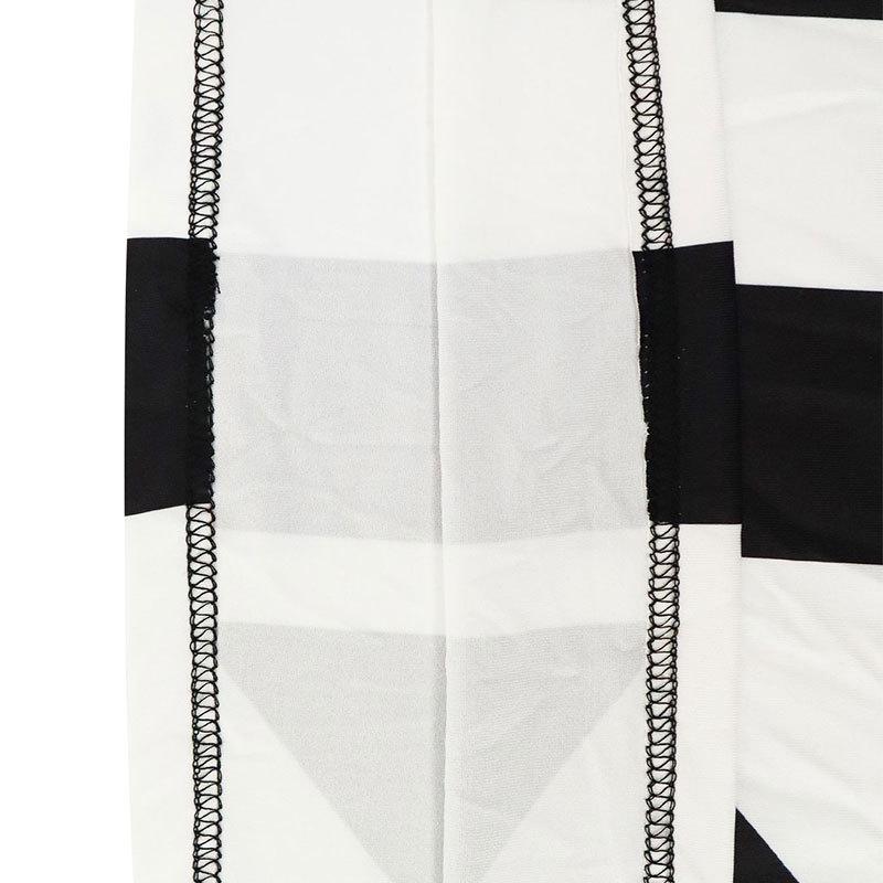 AC719 Damen Schwarz & Weiß Digitaldruck Gestreiftes T-Shirt Kleid mit Neunarm, Europäischer & Amerikanischer Stil