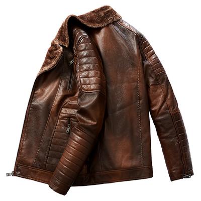 Winter Oversize Παλτό Ανδρικό Δερμάτινο Μπουφάν Velvet Thickened European and American Tough Guy Motorcycle PU Δερμάτινο ανδρικό παλτό