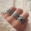 925 Silver Rings For Women Geometric Fine Jewelry Finger Adjustable Wide Hollow Stone Ring For Party Birthday Gift